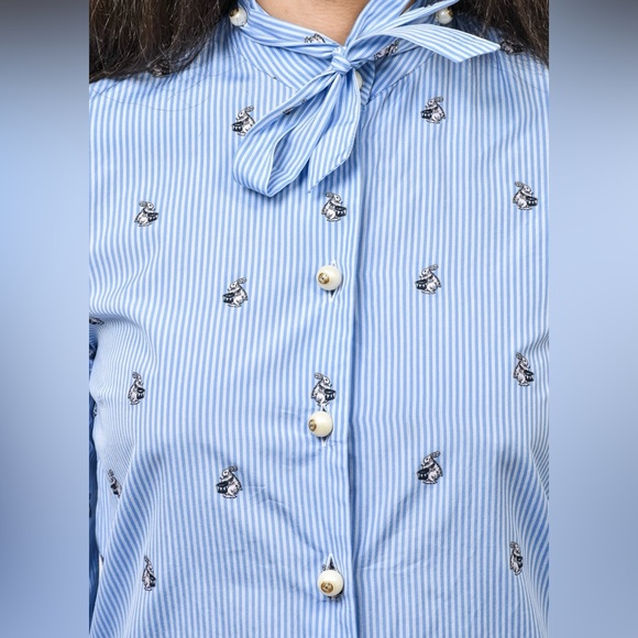 Gucci Blue Striped Rabbit Print Dress - Picture 4 of 6